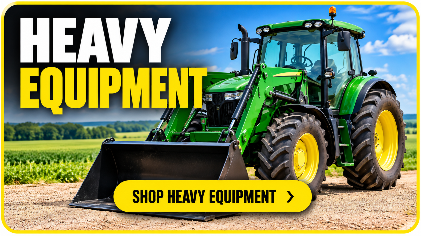 Heavy farm equipment including a tractor with front loader